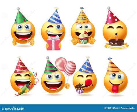 Celebration Emoji Isolated On White Background, Emoticon With Birthday Cap 3d Rendering Royalty ...