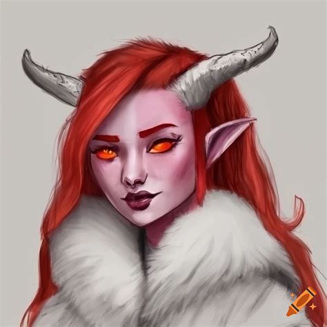 Sketch of a kind-hearted female tiefling on Craiyon