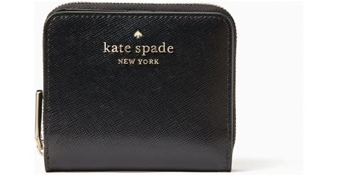 Kate Spade Staci Small Zip Around Wallet in Black - Lyst