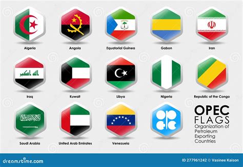 Opec Countries. Flags of Opec the Organization of the Petroleum Exporting Countries Stock ...