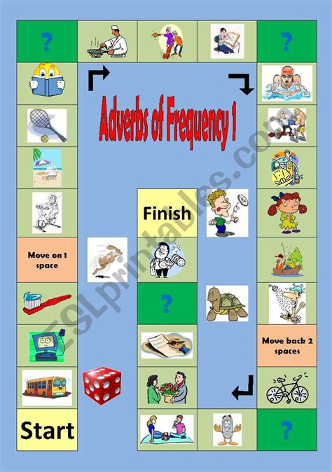 Adverbs of Frequency 1 Boardgame - ESL worksheet by koh_glyn@hotmail.com