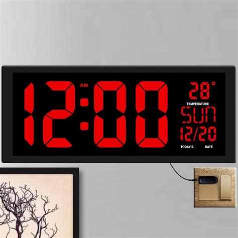 Large Digital Wall Clock Modern Design Living Room Oversize LED Screen ...