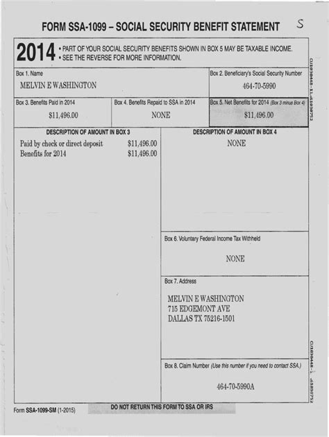 Fillable Online FORM SSA-1099 - SOCIAL SECURITY BENEFIT STATEMENT S ...