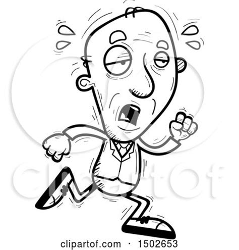 Clipart of a Tired Running Senior Business Man - Royalty Free Vector Illustration by Cory Thoman ...