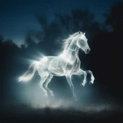 Premium Photo | Ghost horse white shadow illustration