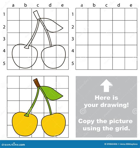 Copy the Image Using Grid. Cartoon Berries. Stock Vector - Illustration of child, grid: 89860406