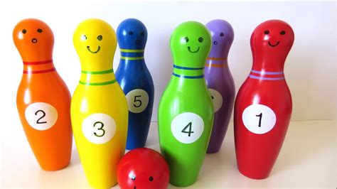 Learn colors and numbers with wooden bowling toy for children learn ...