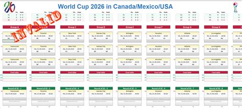 FIFA World Cup 2026 Excel Schedule - everything fully automatic