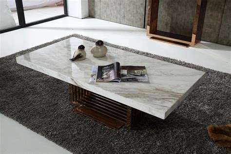 Modern Marble Top and Rosegold Base Coffee Table Fort Worth Texas VIG-Kingsley-White
