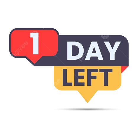 1 Day Left Countdown Banner Vector, Countdown 1 Day, Day Left Clipart, One Day Left PNG and ...