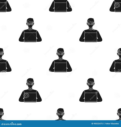 Hacker Icon in Black Style Isolated on White Background. Crime Pattern Stock Vector Illustration ...