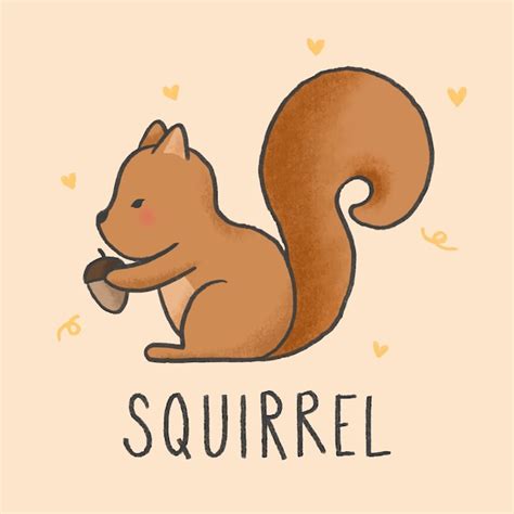 Premium Vector | Cute squirrel cartoon hand drawn style