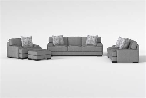 Aidan V 95" Fabric Sofa/Loveseat/Chair/Ottoman Set | Living Spaces