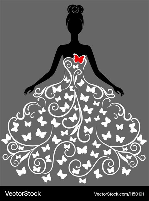 Silhouette of young woman in dress Royalty Free Vector Image