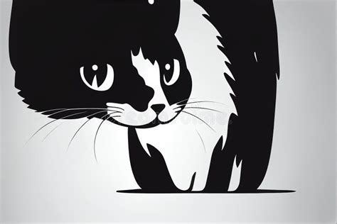 Black and White Simple and Cute Cat Logo Concept Stock Illustration - Illustration of character ...