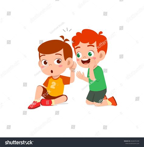 Cute Little Boy Whisper Secret Friend: vetor stock (livre de direitos) 2026076189 | Shutterstock