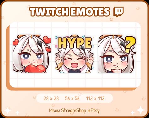 Twitch Emote Paimon Emotes Pack Hype Heart Think | Etsy