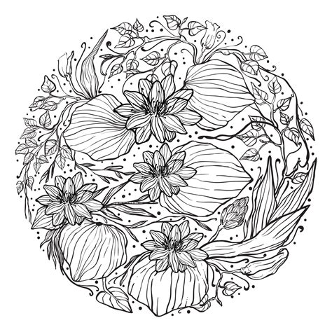 Doodle floral pattern in black and white. Page for coloring book very interesting and relaxing ...