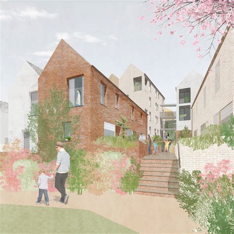 Collage style render, St Andrew’s Riverside, Tiverton, Devon - Mikhail Riches Arc ...