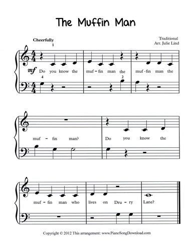 The muffin man do you know the muffin man free easy piano sheet music with words – Artofit