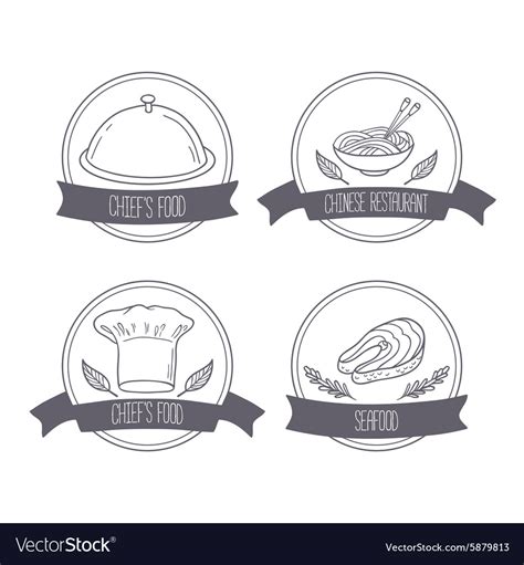 Hand drawn food labels for menu or cafe design Vector Image