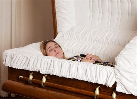 Young Woman In A Casket Stock Photo - Download Image Now - Coffin, Open ...