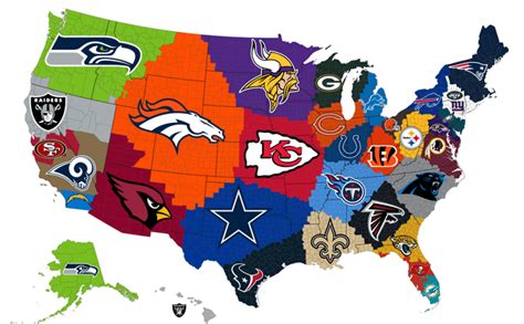 Closest NFL Team to Each US County : r/nfl