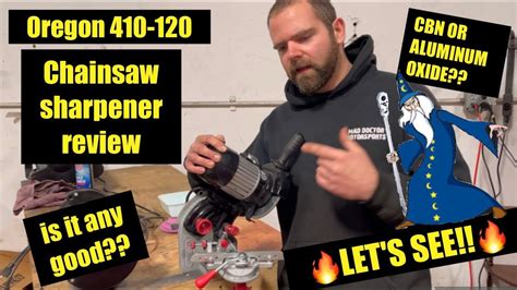 Oregon 410-120 Chainsaw chain sharpener/grinder review. CBN vs Aluminum Oxide info - YouTube