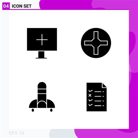 Solid Icon set Pack of 4 Glyph Icons isolated on White Background for Web Print and Mobile ...