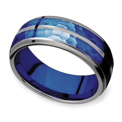 Mens Blue Tungsten Wedding Band | Blue Depth