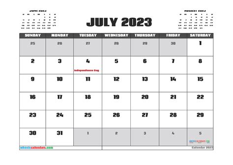 july calendar with the holidays written in black and red on it, as well ...