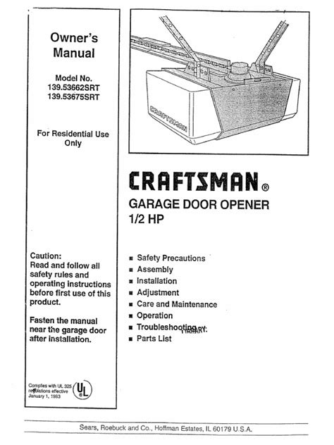 Download Legacy 696CD-B Garage Door Opener Owners Manual - DocShare.tips