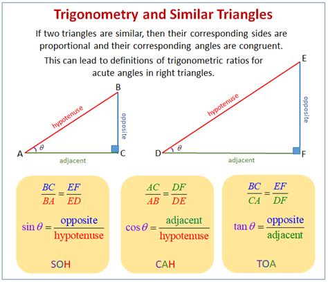 Similarity and Trig Ratios (examples, solutions, videos, lessons, worksheets, activities)