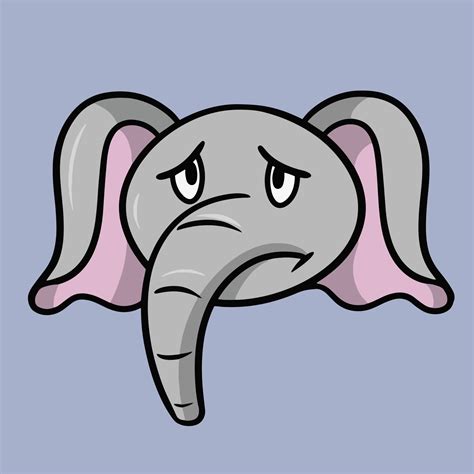 Sad Cute little elephant, emotions of a cartoon elephant, vector ...