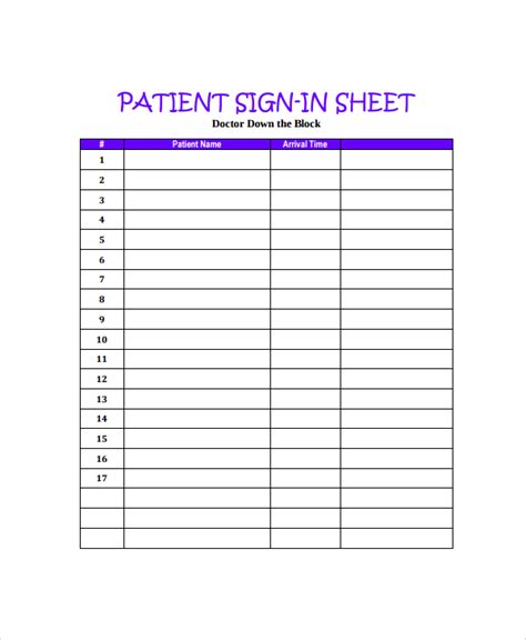 Sign In Printable