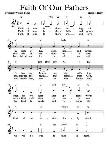 Free Lead Sheet – Faith Of Our Fathers | Hymn sheet music, Free sheet music, Faith of our fathers