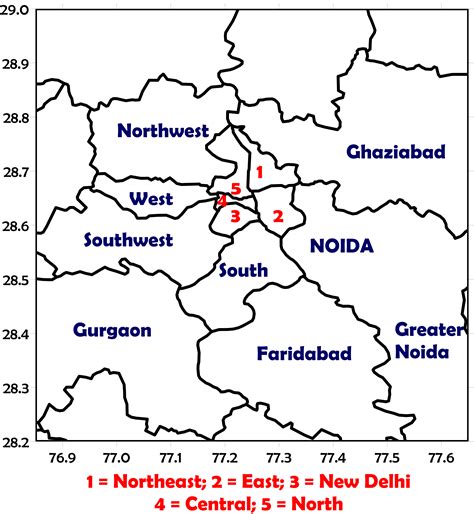 Delhi - District Boundaries - UrbanEmissions.Info