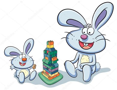 Bunnies Playing Puzzle — Stock Vector © h4nk #44783443