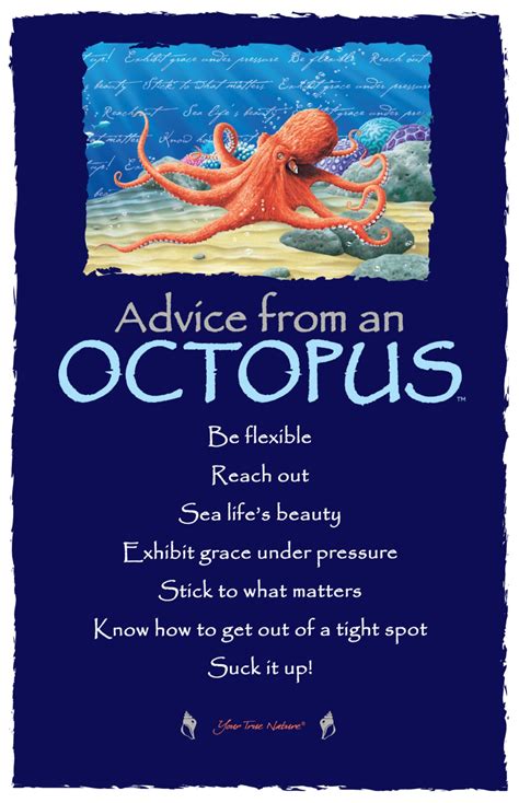 Advice from an Octopus, "Exhibit grace under pressure." #ocean #advice | Nature quotes, Advice ...