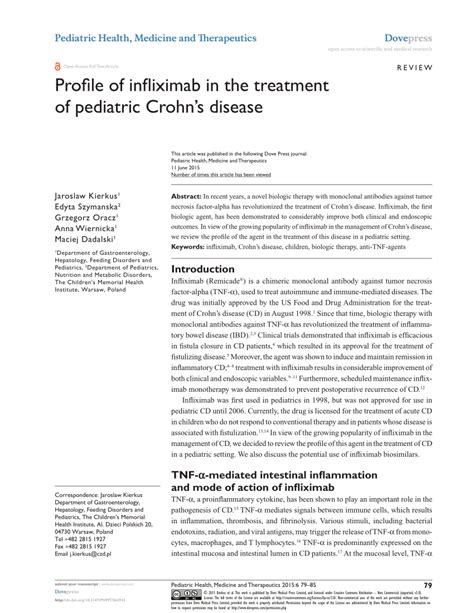 (PDF) Profile of infliximab in the treatment of pediatric Crohn’s disease