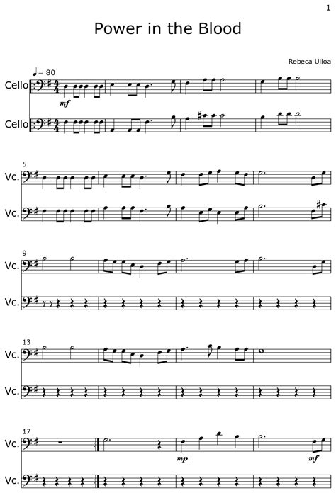 Power in the Blood - Sheet music for Cello