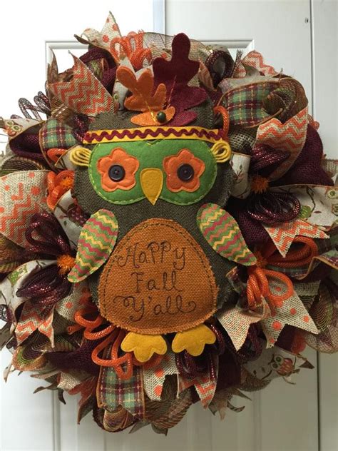 Happy Fall Owl deco mesh wreath by Twentycoats Wreath Creations (2015 ...