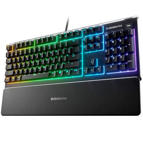 SteelSeries Apex 3 RGB Gaming Keyboard – 10-Zone RGB Illumination – IP32 Water Resistant ...