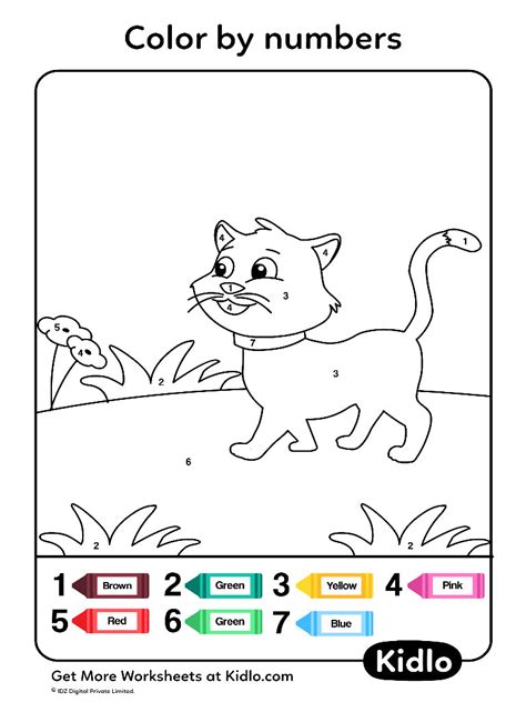 Color By Numbers - Cats Worksheet #20 - Kidlo.com