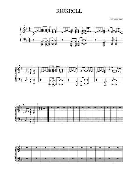 RICKROLL Sheet music for Piano (Piano Duo) | Musescore.com