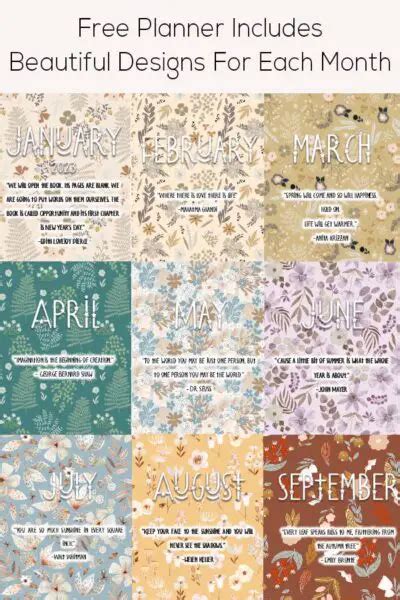 Free Floral Pattern Monthly And Weekly Planner – Frugal Fitz Designs