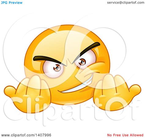 Clipart of a Yellow Smiley Face Emoji Emoticon Gesturing Wanna Fight ...