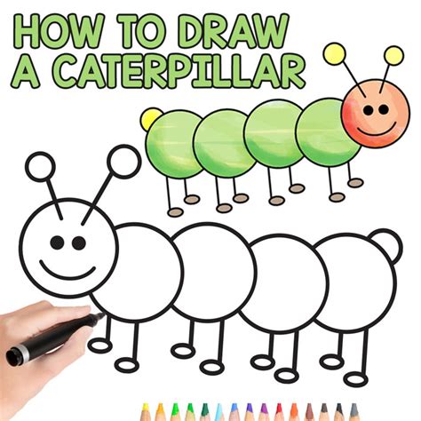 How to Draw a Caterpillar - Step by Step Guide for Kids and Beginners - Easy Peasy and Fun