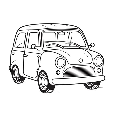 Mini Car Coloring Page Print Vector Illustration Free Outline Sketch Drawing, Car Drawing, Wing ...