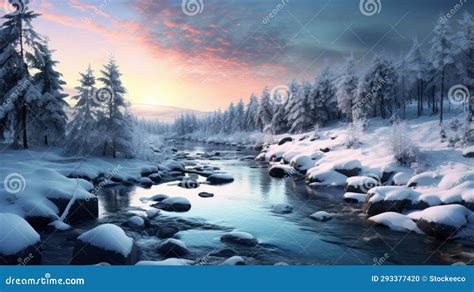 Photoreal Winter Landscape Wallpaper in Quebec Province Stock Illustration - Illustration of ...